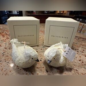 Vintage Pottery Barn White Bird Candles Doves Holiday New In Boxes Set of 2
